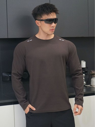 American Spring and Autumn New Trend Fitness Sports Basic Top Casual Everyday Japanese Crew Neck Stylish Long Sleeve T-shirt