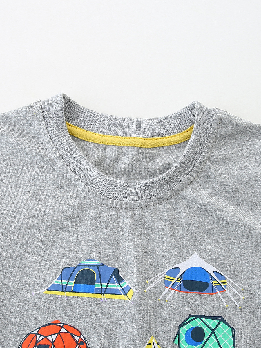 26 verano impresión de automóviles camiseta de niños camiseta de algodón de punto camiseta de cuello redondo para niños