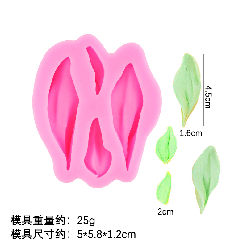 Raspador flor tulipán flor hoja molde de silicona pastel de bricolaje decoración chocolate horneado pétalos molde de hoja