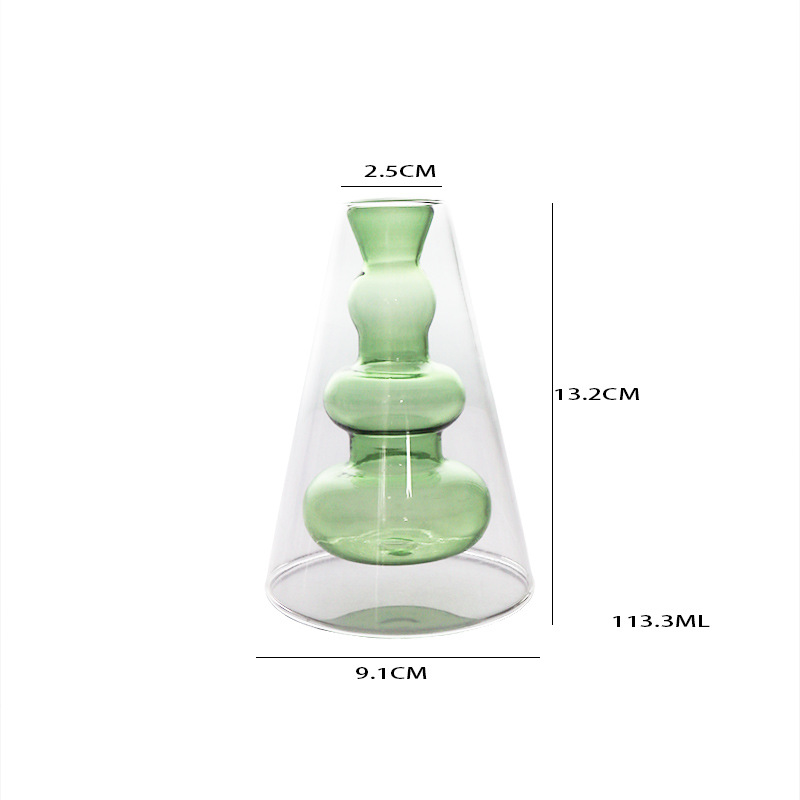 Colorido florero de cristal de doble capa de estilo europeo creativo decoración de la sala de estar hidropónico moderno minimalista flor olla hidropónica