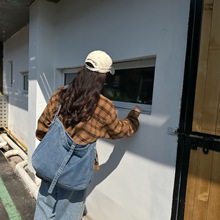 2025新款水洗牛仔包工装风复古牛仔布包大容量日常通勤牛仔帆布包