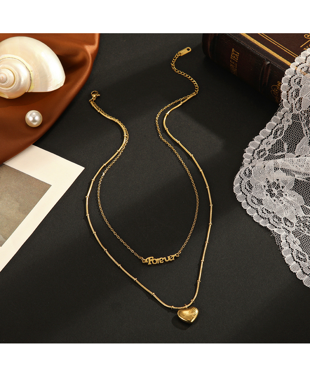 17g Weight Necklace Classification Fashion Letter Heart Shape Titanium Steel Necklace 1 Piece