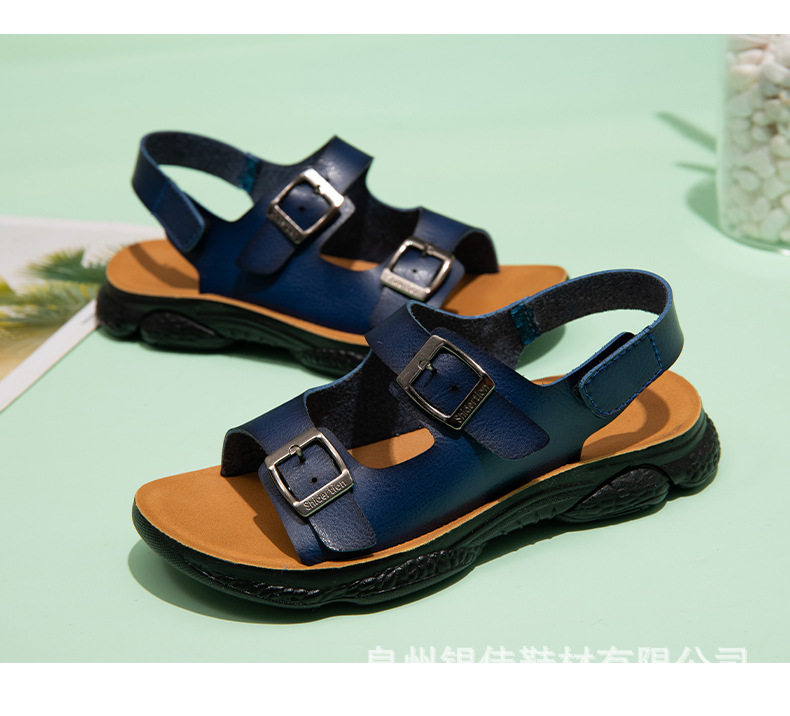 Dép sandal trẻ em bé trai quai dán đế bằng thoáng khí — Kaki, Xanh da trời, Xanh lam đậm chi tiết 15