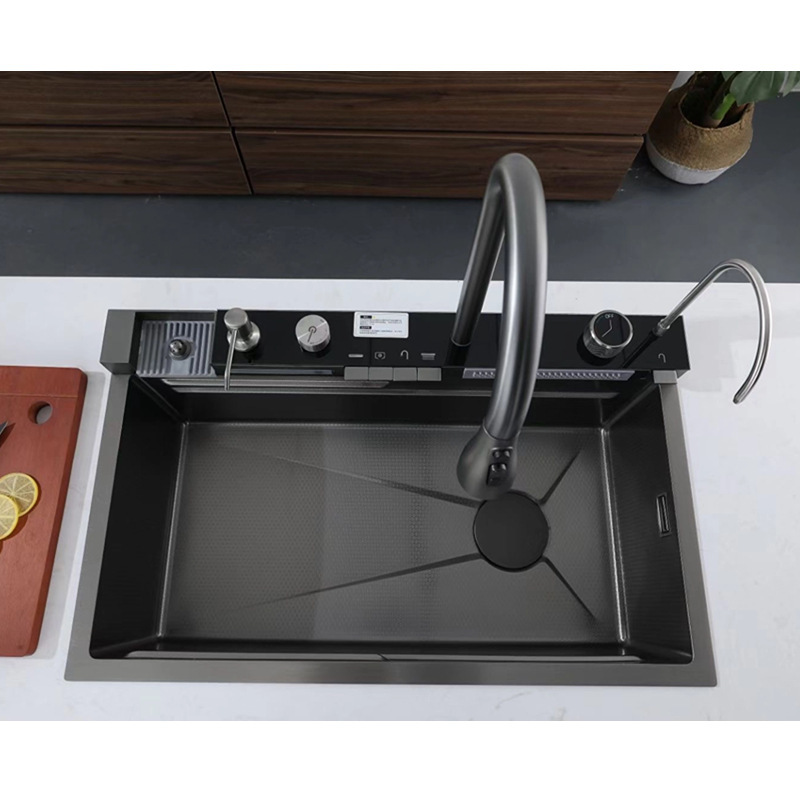Visualización digital de cinco velocidades de grifo integrado gran tanque único de cocina de acero inoxidable lavavajillas lavavajillas debajo de la mesa lavavajillas de agua manual
