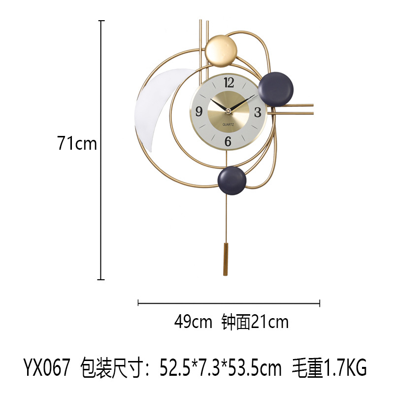 Reloj silencioso nórdico, reloj de pared oscilante, reloj de decoración de sala de estar para el hogar, lujo ligero creativo moderno, nuevo reloj de moda