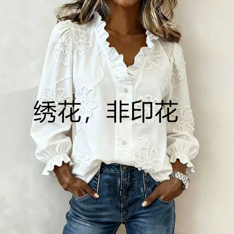 Amazon, Temu, AliExpress, European and American cross-border embroidered shirts in stock Amazon, Temu, AliExpress, European and American cross-border embroidered shirts in stock