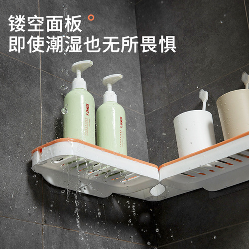 Wholesale no-drilling corner shelf for bathroom, plastic kitchen and bathroom corner shelf with thickened rotating triangular shelf