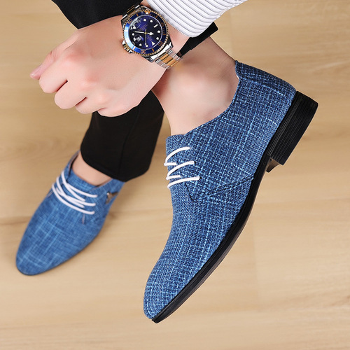 Men's large size cloth shoes breathable pointed toe linen canvas shoes formal men's shoes business casual shoes Beijing old cloth shoes