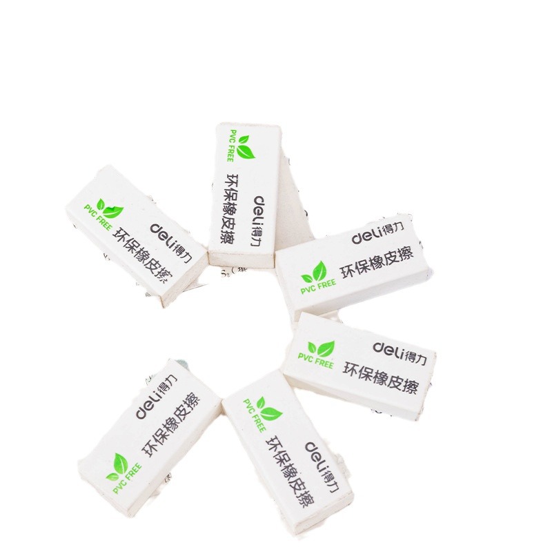 Borrador Deli para estudiantes, para escribir, exámenes y dibujo, 71071, borrador simple, portátil, blanco