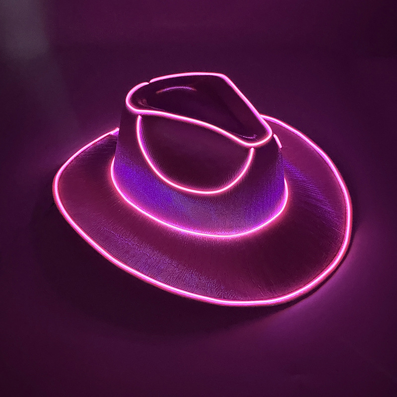 Sombrero de vaquero LED con lentejuelas – efecto luminoso, para bodas/fiestas