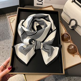 Korean style long silk scarf for women, spring and summer new double-sided scarf, versatile small long scarf, professional scarf tie