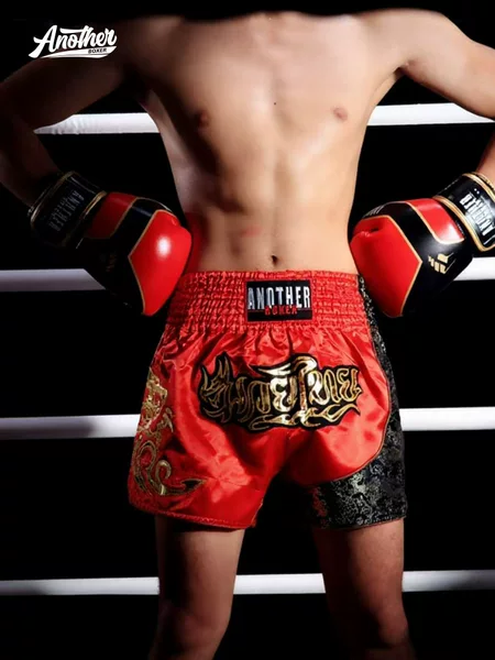 Anotherboxer Red and Gold Muay Thai Shorts One Championship Competition Shorts for Adults and Children