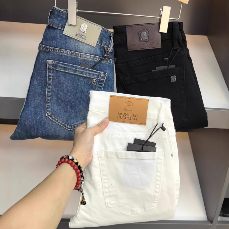 Libra Simple High-End European-Style Men's Jeans Slim Fit Stretch Multi-Color Washed Slim Straight Men's Trousers