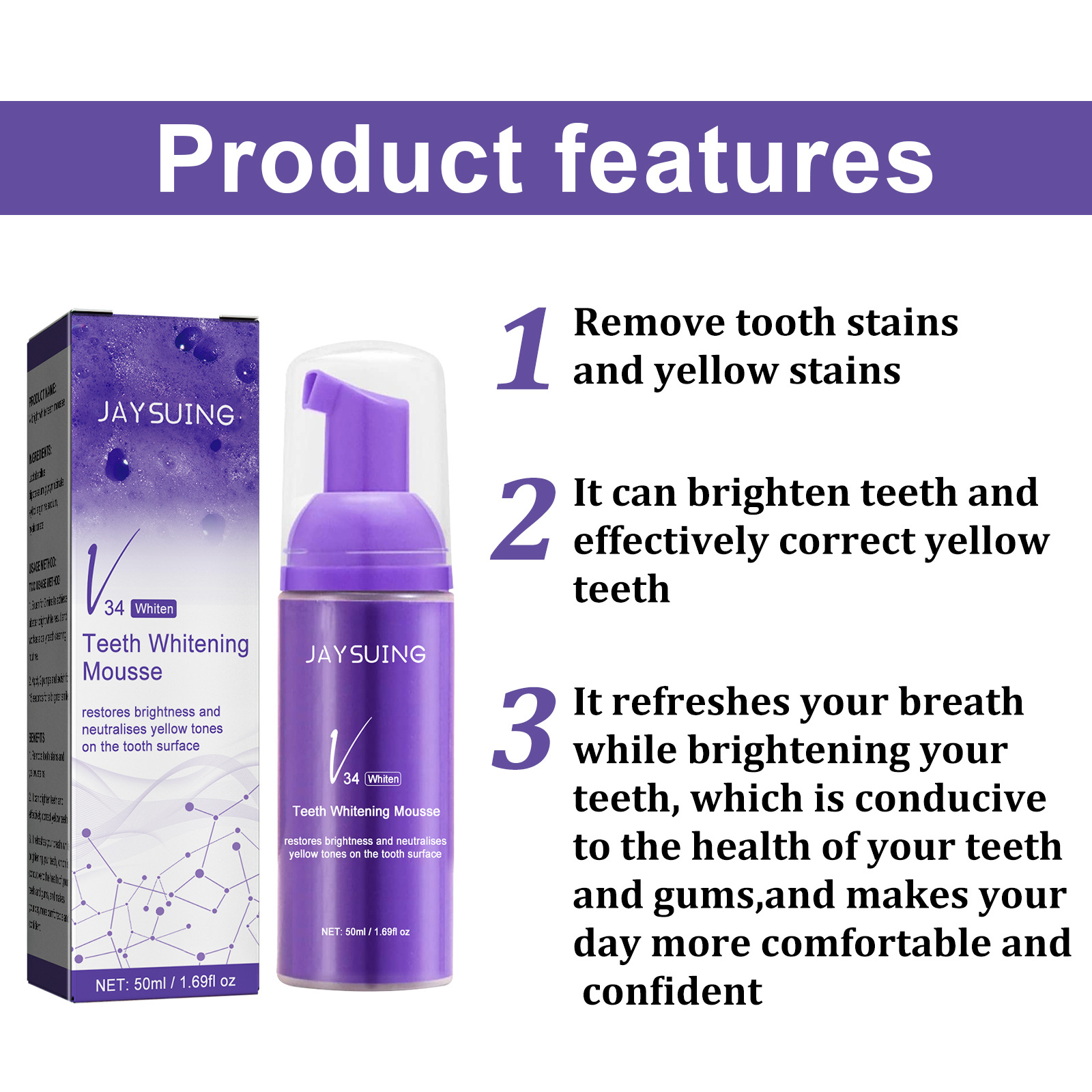 Jaysuing v34 Brightening White Whitening Correction Yellow Tooth Stains Oral Cleaning Toothpaste_voghion.com