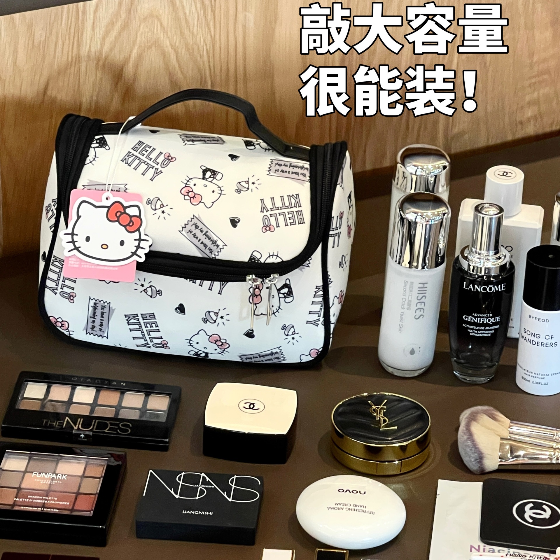 Bolsa de maquillaje de mujer gran capacidad adorable Kitty bolsa de almacenamiento bolsa de viaje portátil bolsa de lavado bolsa de almacenamiento de cosméticos