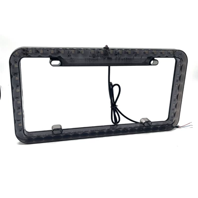 Cross-Border Hot Selling South America New Smoked Black 48Led American Car License Plate Frame American Neon License Plate Frame (License plate lamp) - blue-light-smoked-black-model
