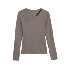 BSK&TRAF女装2025年秋季新款时尚不对称镂空短款针织衫UWG950238