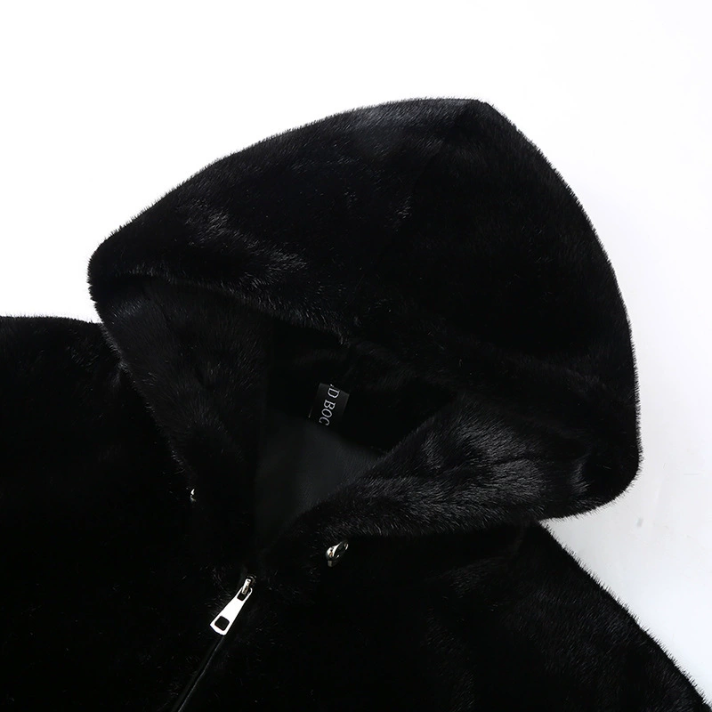 Winter velvet hoody, artificial fur, plus size