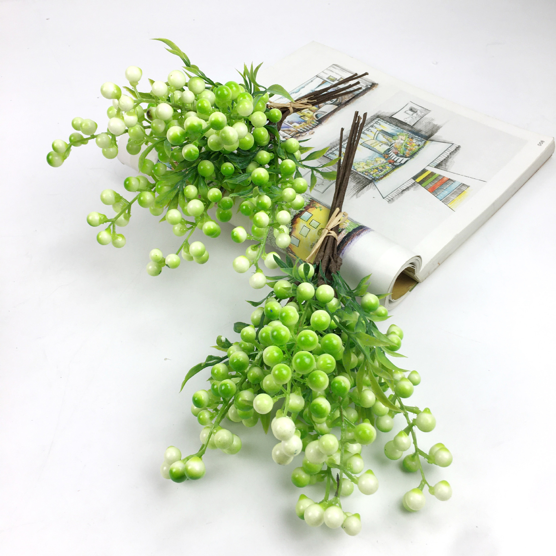 Tejido de fruta artificial Berry Blueberry Fruit 6 ramas fotografía del hogar Decoración suave arreglo floral Accesorios de paisaje