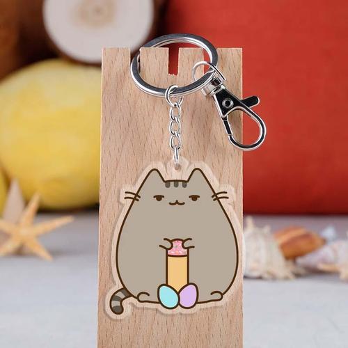 Japanese Cute Cat Backyard Pangji Cat Acrylic Transparent Double-Sided Keychain Pendant
