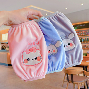 New Cartoon Lovely Bear Rabbit Sleeves Plush Embroidered Pattern Anti-Stain Resistant Sleeves Autumn and Winter Anti-Dirty Protective Sleeves