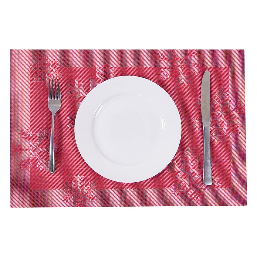 Navidad copo de nieve placemat estilo europeo PVC tejido montaña estera de mesa estera de aislamiento transfronteriza al por mayor imprimible LOGO