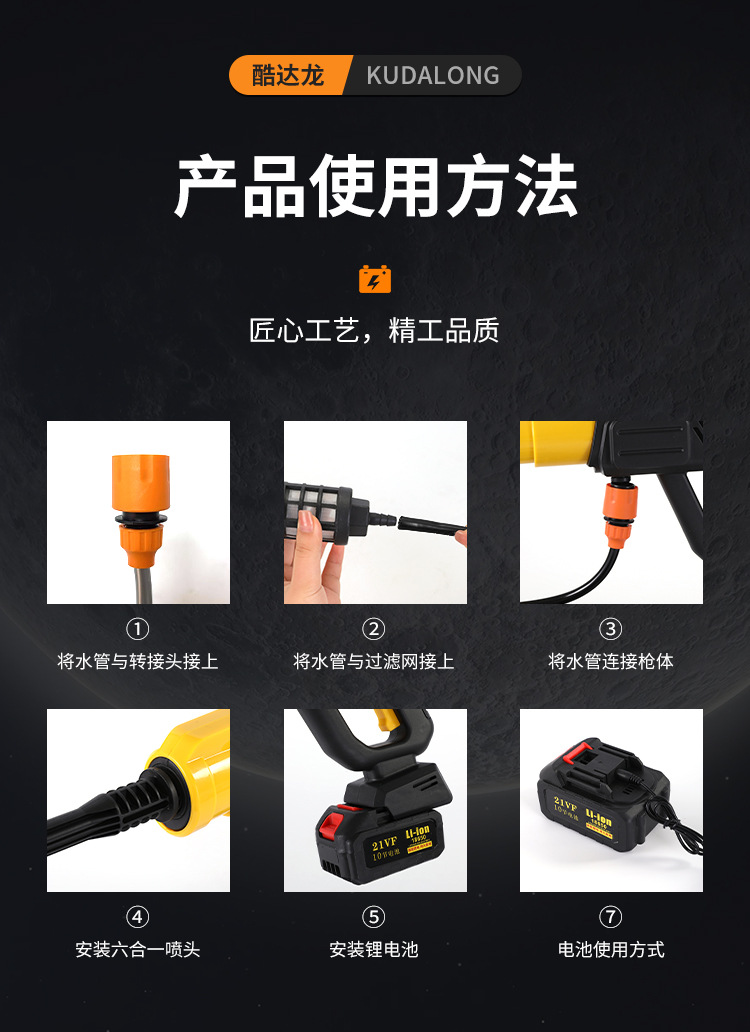 Customized Wireless Car Washing Machine, Portable High-Pressure Water Gun for Cars, High-Power Vehicle-Mounted Lithium Battery, Household Electric Car Washing