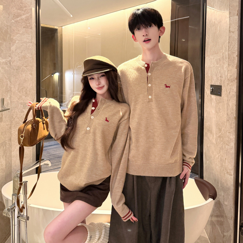 2026 couple's clothing autumn new casual pullover large size knitwear for men and women