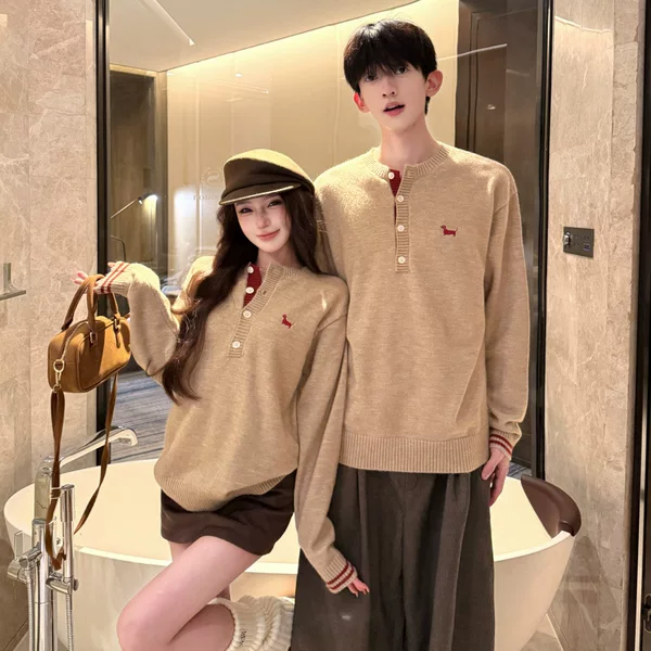 2026 couple's clothing autumn new casual pullover large size knitwear for men and women