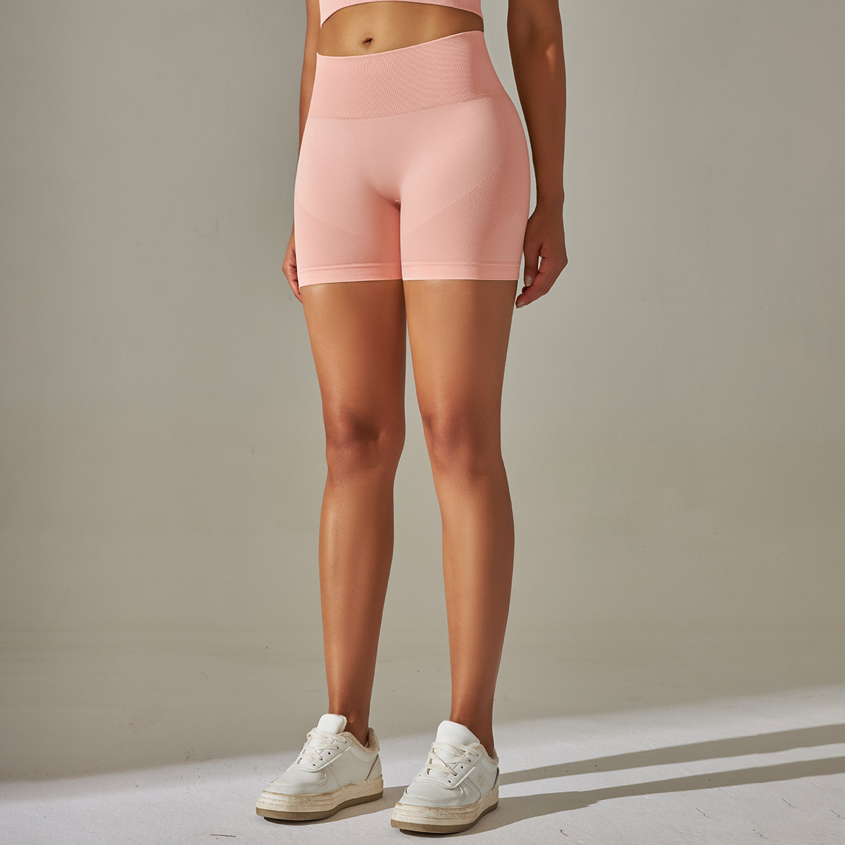 Pantaloni de yoga uni, tricotați fără cusături, culoare piersică, pentru ridicarea feselor și strângerea abdomenului, cu talie înaltă, pentru sport, alergare, fitness_voghion.com