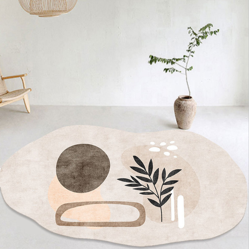 Ins-style irregular wave-shaped faux cashmere rug, simple and dirt-resistant, suitable for living room, sofa, coffee table, bedroom, and bedside decoration