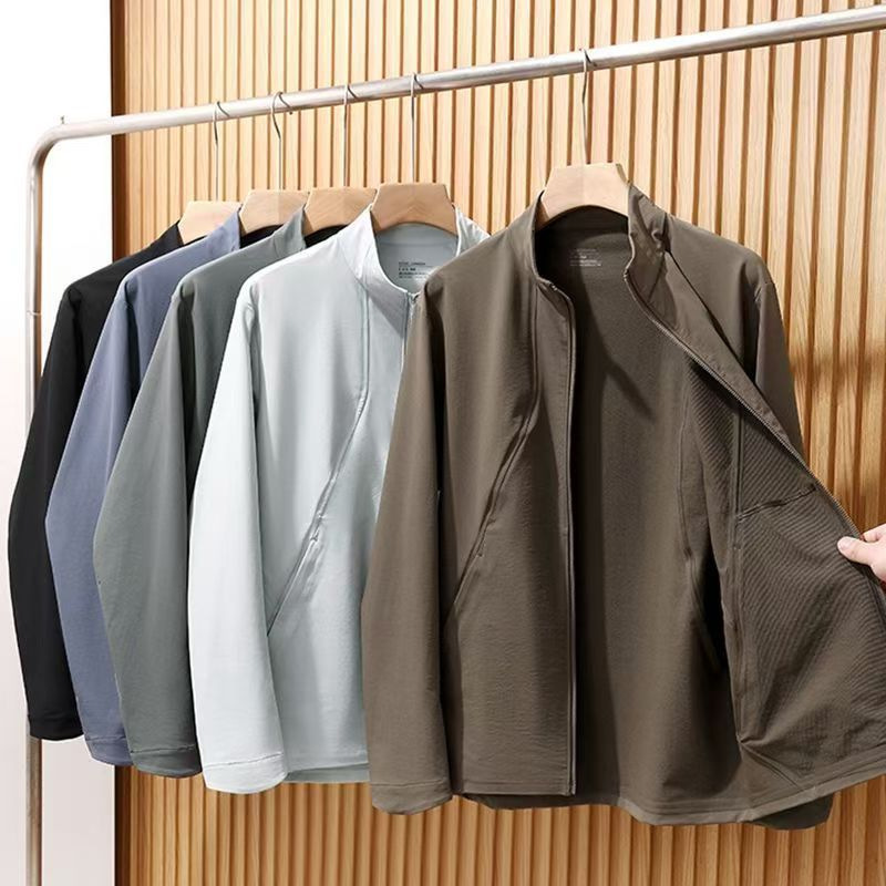 Lightweight Outdoor Stand-Collar Jacket with Quick-Drying, Wrinkle-Resistant Fabric, Men's Simple and Versatile Outerwear, Popular Model for Spring and Autumn 30164
