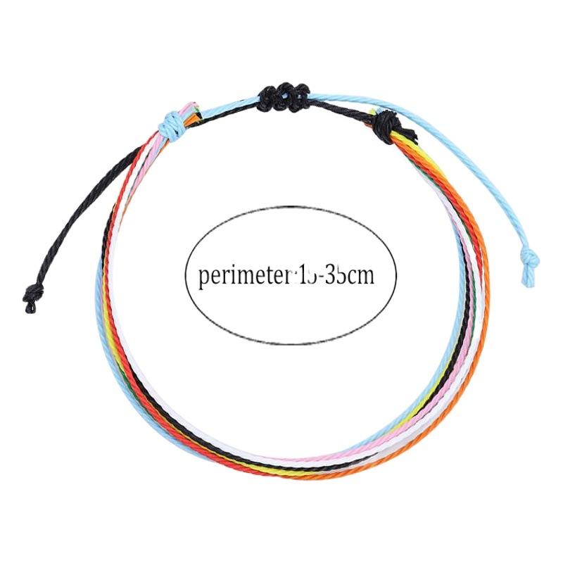 Cruz-frontera Venta caliente joyería venta al por mayor Taiwán cera hilo pulsera tejida a mano multicolor cuerda trenza pulsera fabricante