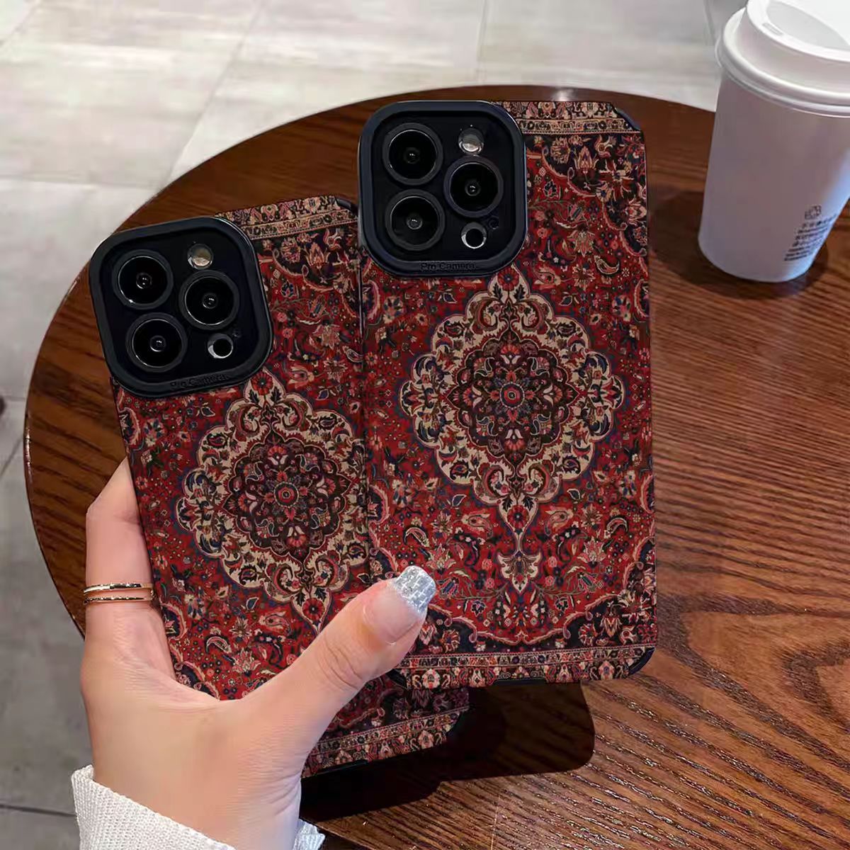 Suitable for Apple Iphone16Promax Mobile Phone Case 12 Anti-Fall 11 Couple XS Dunhuang Art Red Pattern