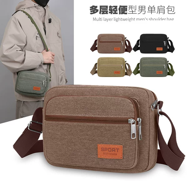 Foreign trade new leisure messenger bag men's simple commuter canvas bag fashion all-match light shoulder bag wholesale