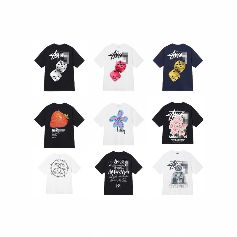 2025 Summer New Style 260g Heavyweight Pure Cotton Cartoon Print T-Shirt, Unisex, Small Batch Cross-Border Short-Sleeve