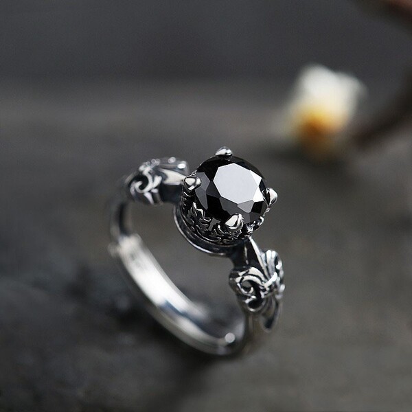 Agate retro ring for men and women