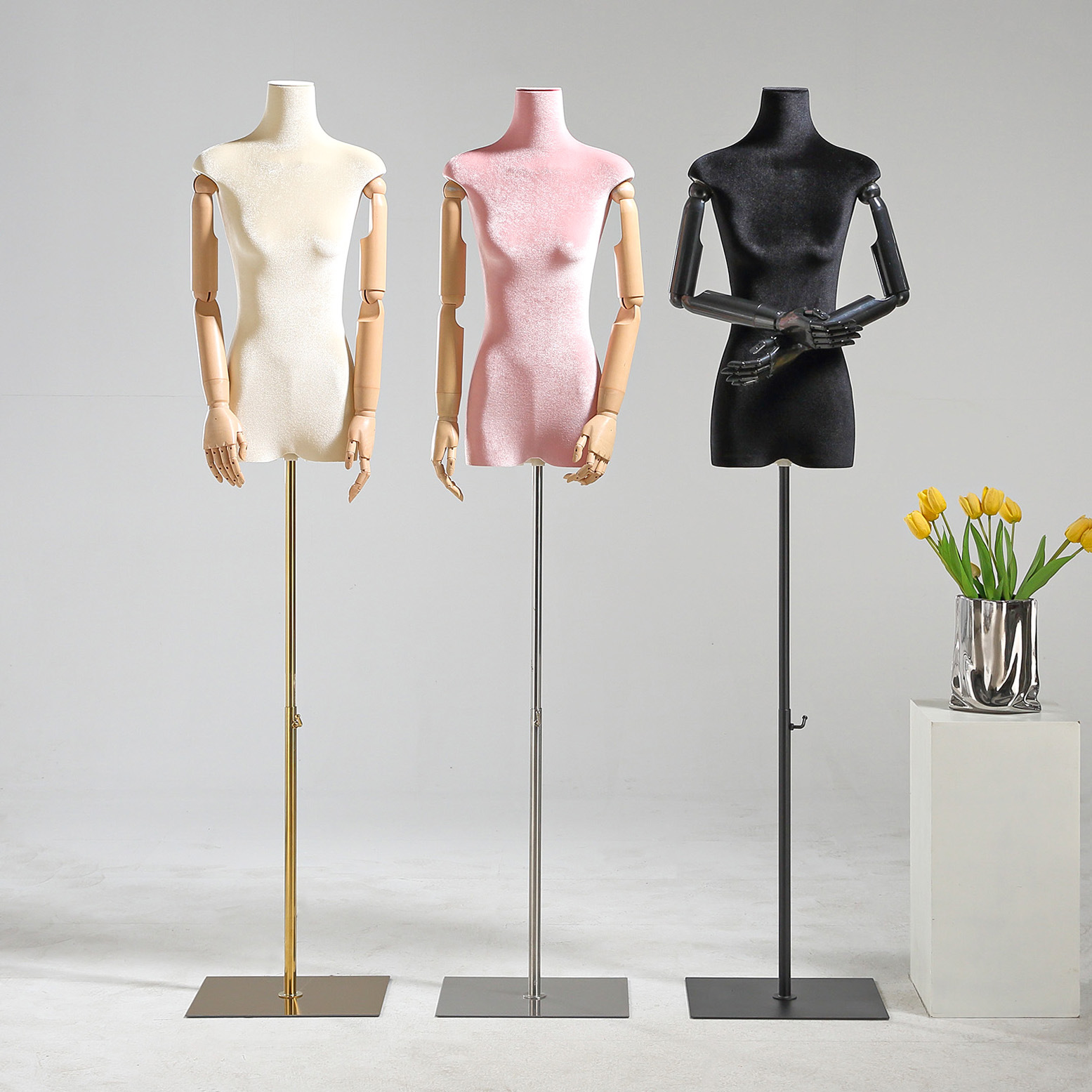 Modelo de tienda de ropa estante de exhibición de terciopelo pecho plano cuerpo plano ropa de mujer modelo de busto accesorios ventana estante modelo de plataforma image 3