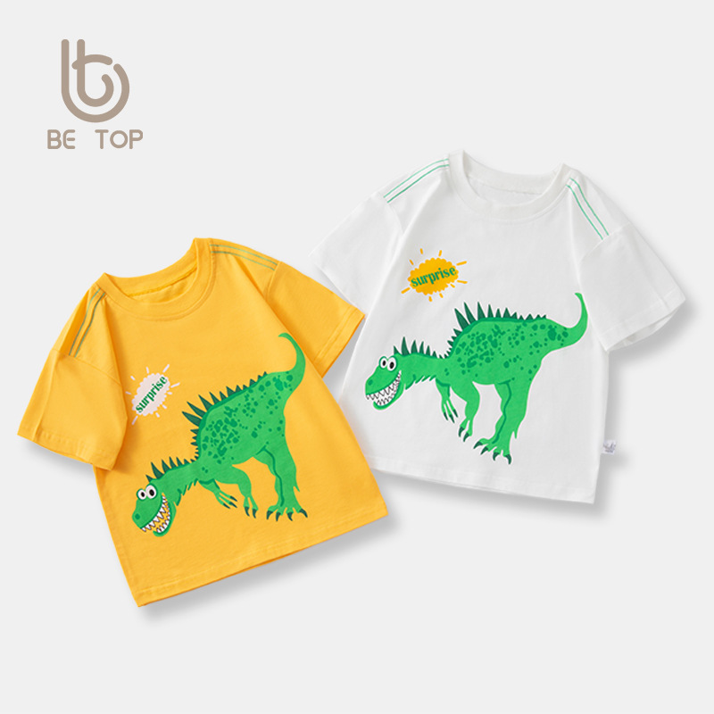 Ropa de moda infantil de verano de mangas cortas para niños, camisetas de dinosaurios para bebés varones, ropa de chatarra, nueva fuente de productos en una pieza