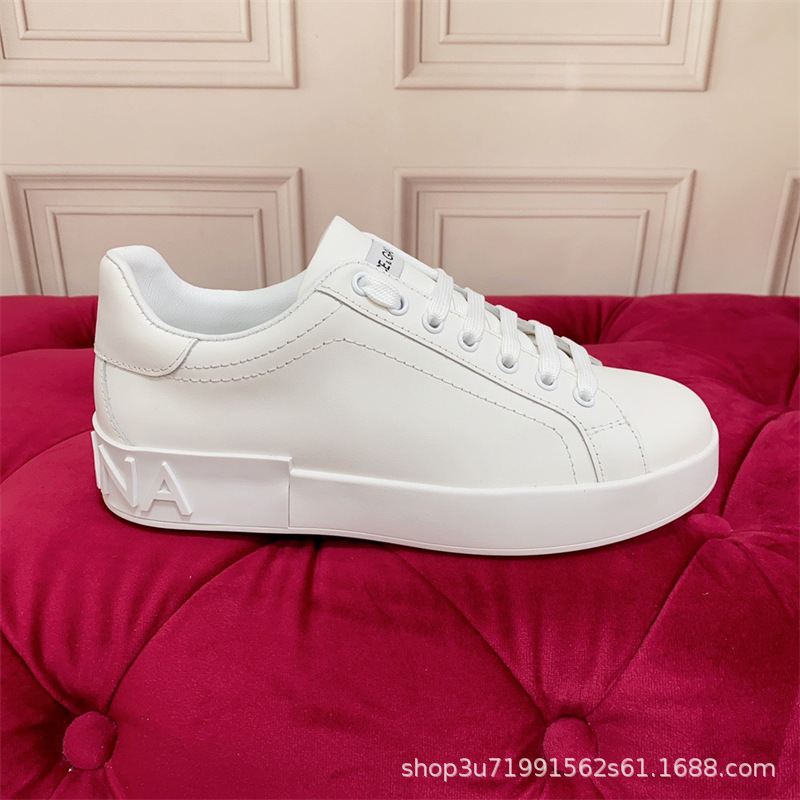 Dolce & Gabbana Portofino Leather Sneakers Logo Detail White