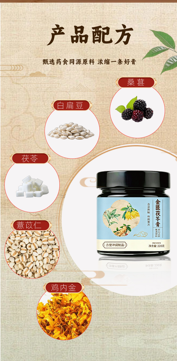Jingui Fuling Gao (Poria & Coix Herbal Paste) — Traditional Steamed Herbal Paste, 220g quality and texture