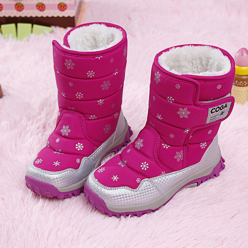 Children's Snow Boots Winter Big Kids Fleece Lined Thick Warm Tall Snow Boots for Boys and Girls Slip-Resistant Cotton Boots