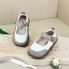 女童皮鞋嬰兒學步鞋子韓版公主鞋春季拼色兒童鞋一歲女寶寶鞋單鞋