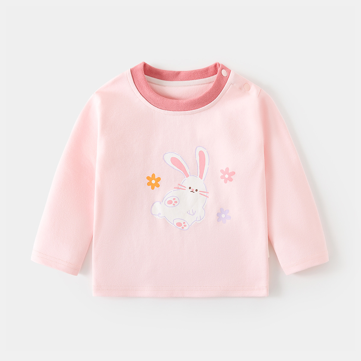 Camiseta de algodón para bebés con estampado vintage de dibujos animados y abertura en el hombro, ropa interior para primavera y otoño, mayorista