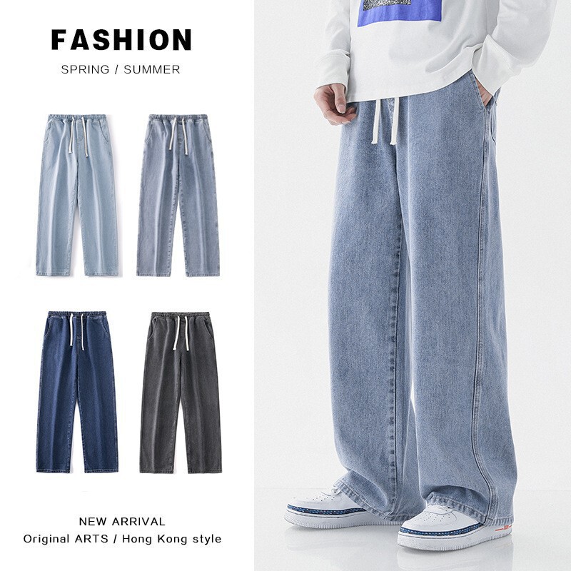 Jeans Men's Spring and Autumn New Loose High Street Straight Wide Leg Pants Summer Casual Trousers Cross-border Jeans Men's Spring and Autumn New Loose High Street Straight Wide Leg Pants Summer Casual Trousers Cross-border