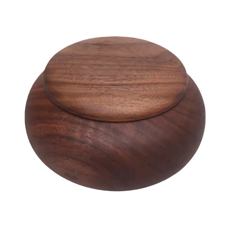 Caja de té redonda de madera de nogal negro de madera maciza tetera portátil hogar sala de estar mini nueva caja de té chino frasco sellado