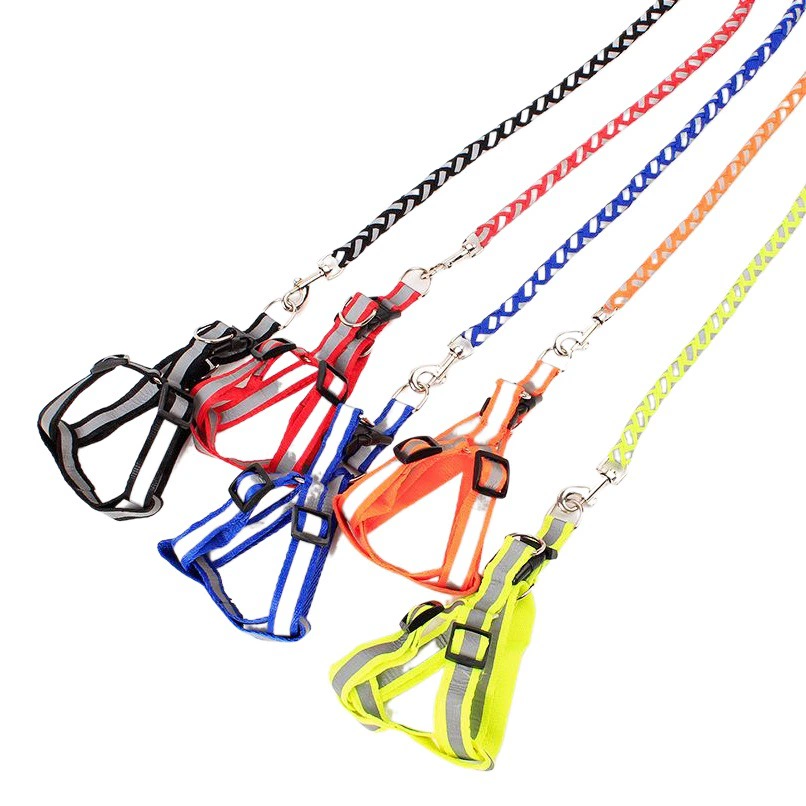 Цепь для собак в наличии маленькая собака полиэстер светоотражающий тканый нагрудный ремень для собак поводок для домашних животных оптом