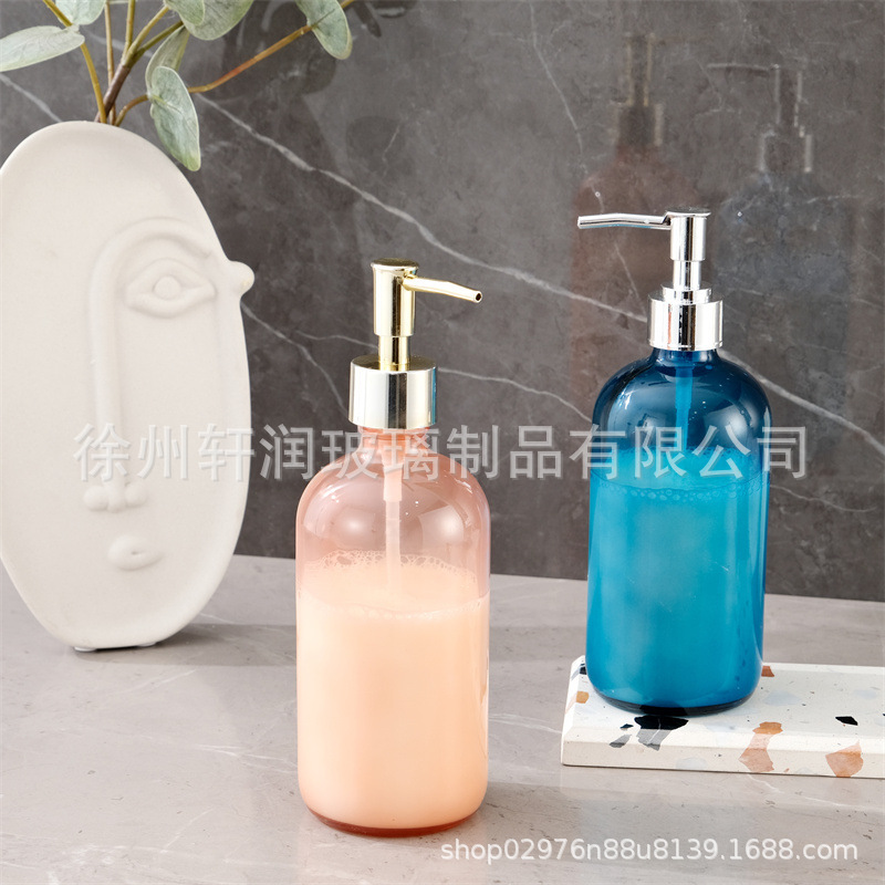 卸売プッシュ式手指消毒剤ガラスボトル詰め替えボトルホテルB&B家庭用カラーローションシャワージェル空ボトル|undefined