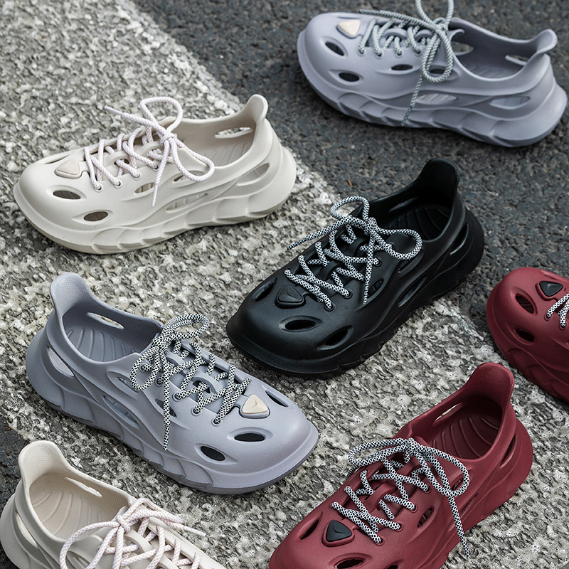 Men's Sandals New Style Lace-Up Thick-Soled Non-Slip Clogs Sports and Leisure Rafting Beach Shoes for Men