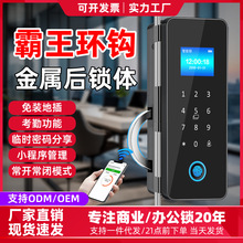 办公室玻璃门指纹密码锁商铺推拉平移门电子锁免开孔霸王钩免地插